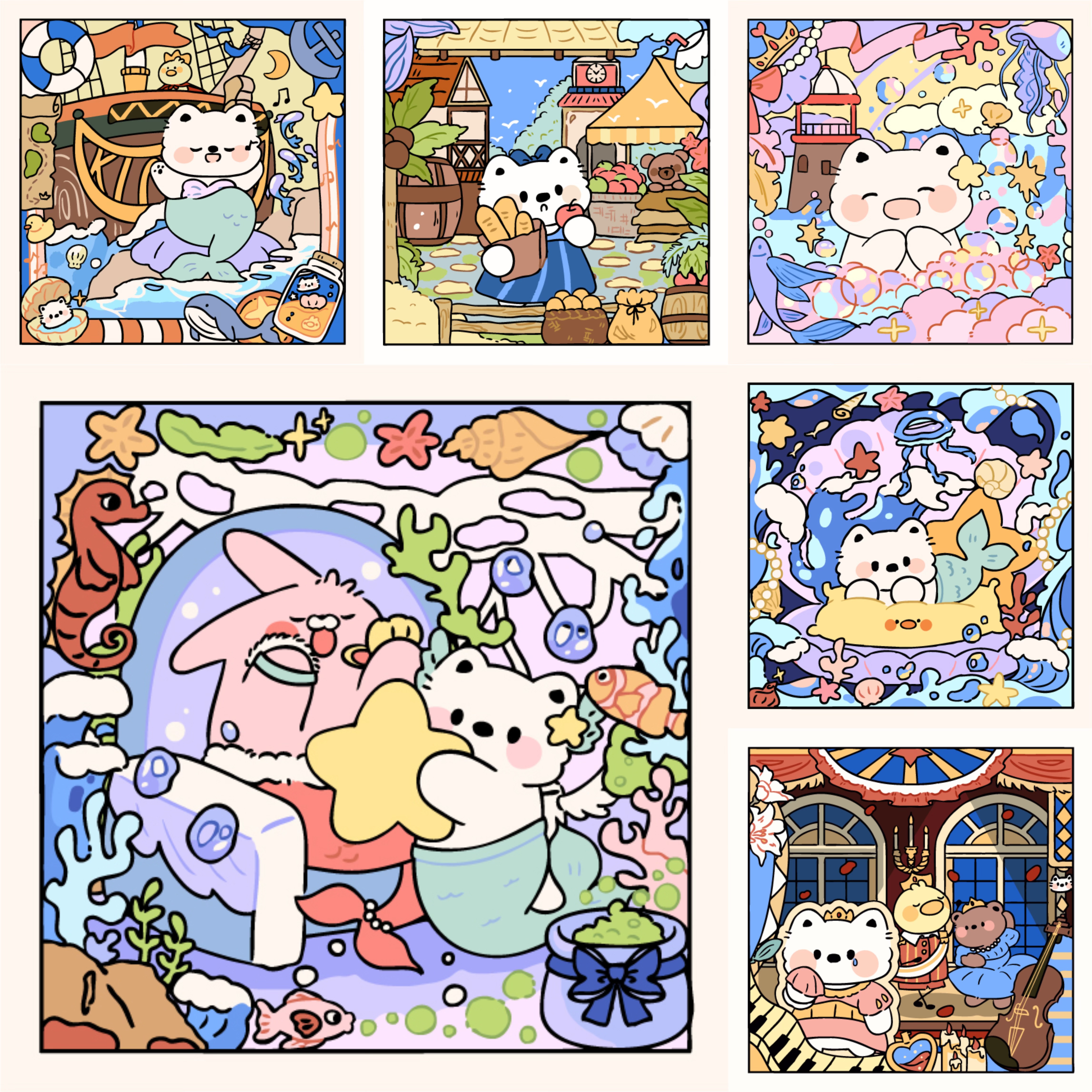 【人鱼崽崽】20*20CM DIY数字油画卡通填色解压送礼手工装饰画