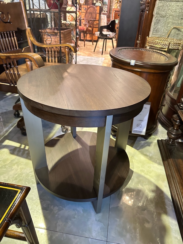油漆金属工艺金属自然边几角几原木色茶几餐桌美式58*62