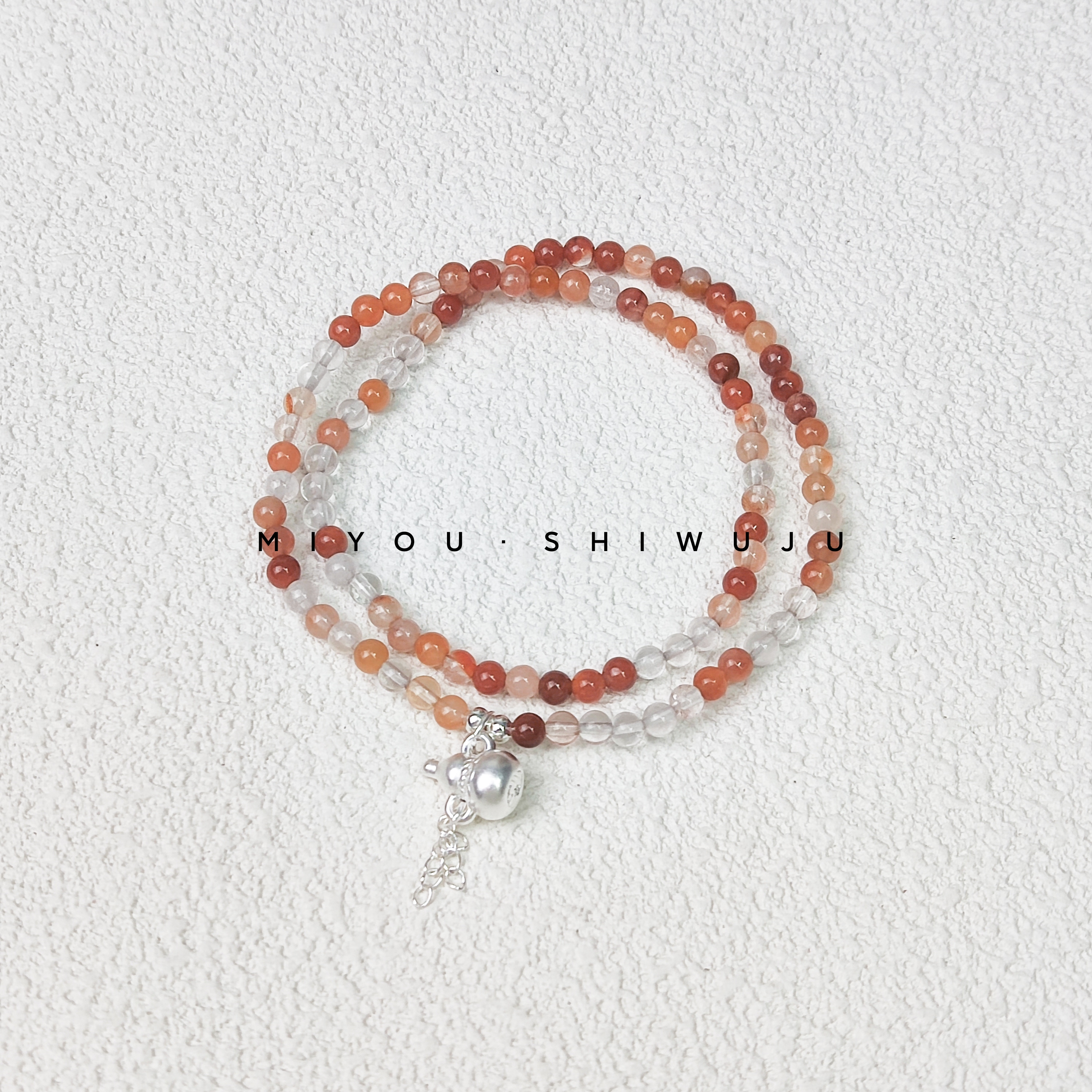 925银手链 双圈红兔葫芦手链百搭简约多层彩色气质时尚