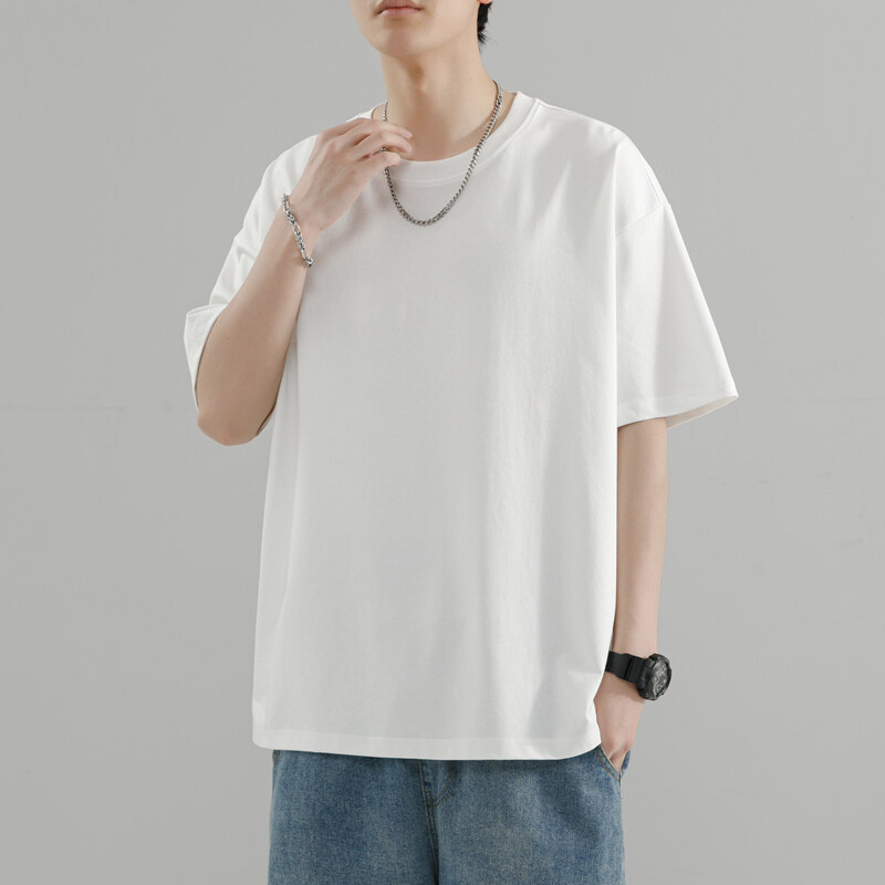 男士新款潮牌260克重磅纯棉短袖t恤T恤美式宽松白色半袖男款上衣