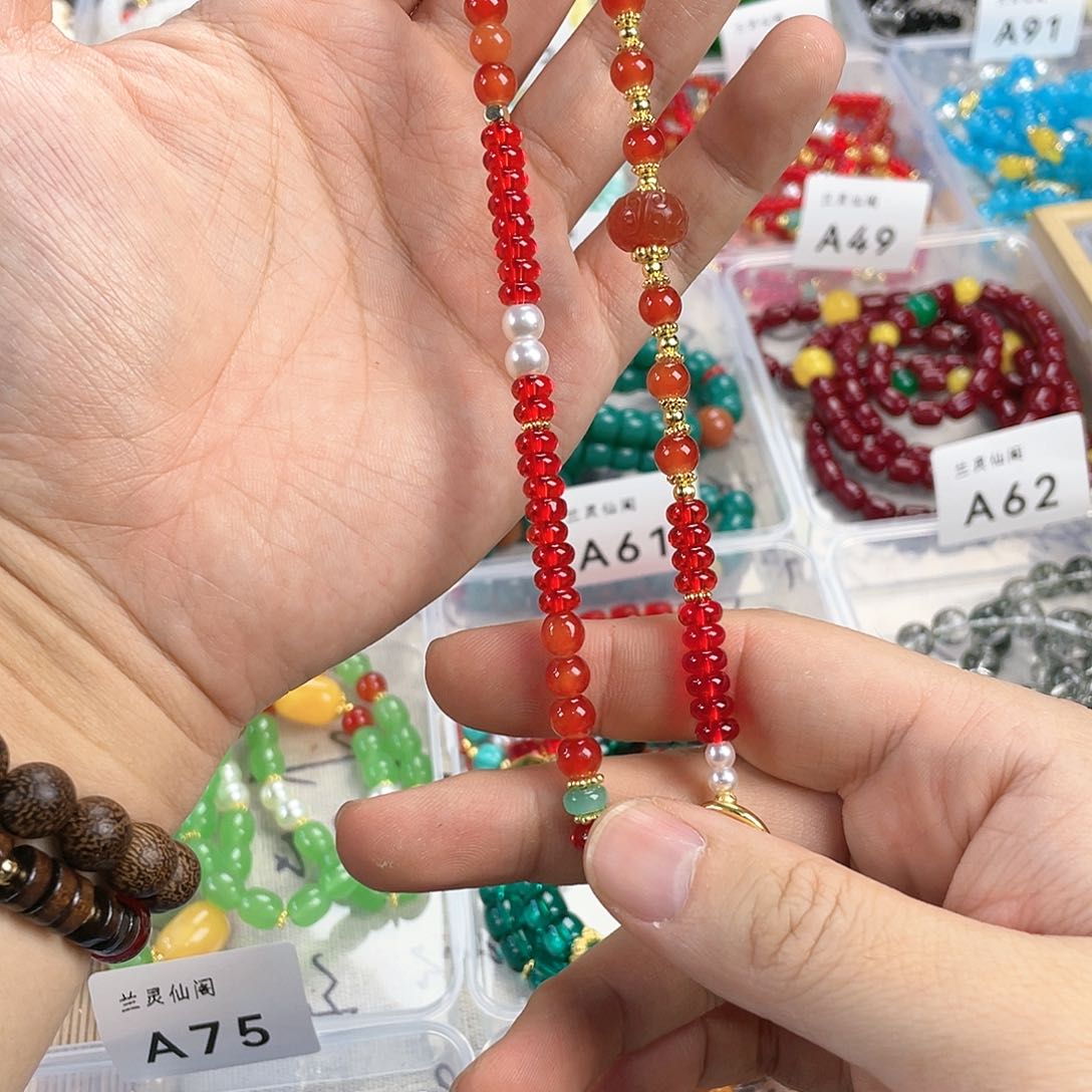 檀香木手串银S925镀金镶嵌