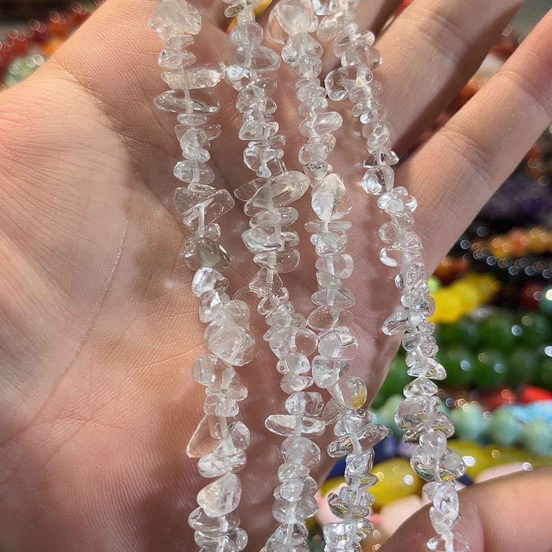 合金玛瑙/玉髓珠宝半成品白水晶碎碎一条4圈