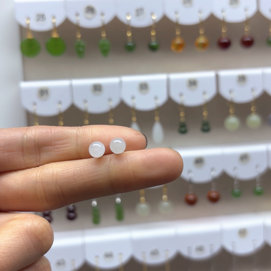 和田玉耳饰银S925镶嵌2