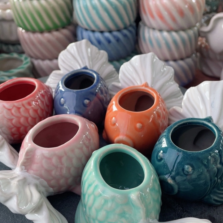 随机2个小鱼半手工花盆浮力炸