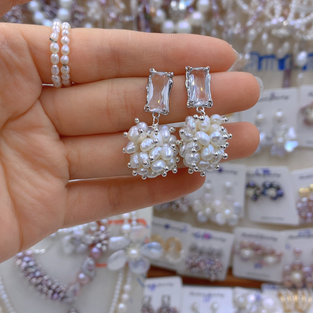 淡水珍珠耳饰银S925镶嵌