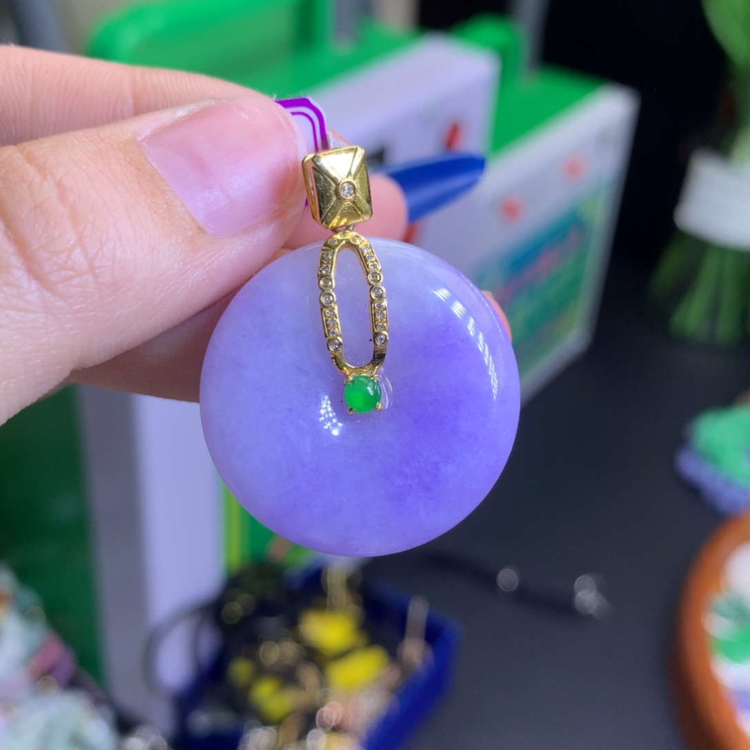 翡翠颈饰18K金镶嵌天然