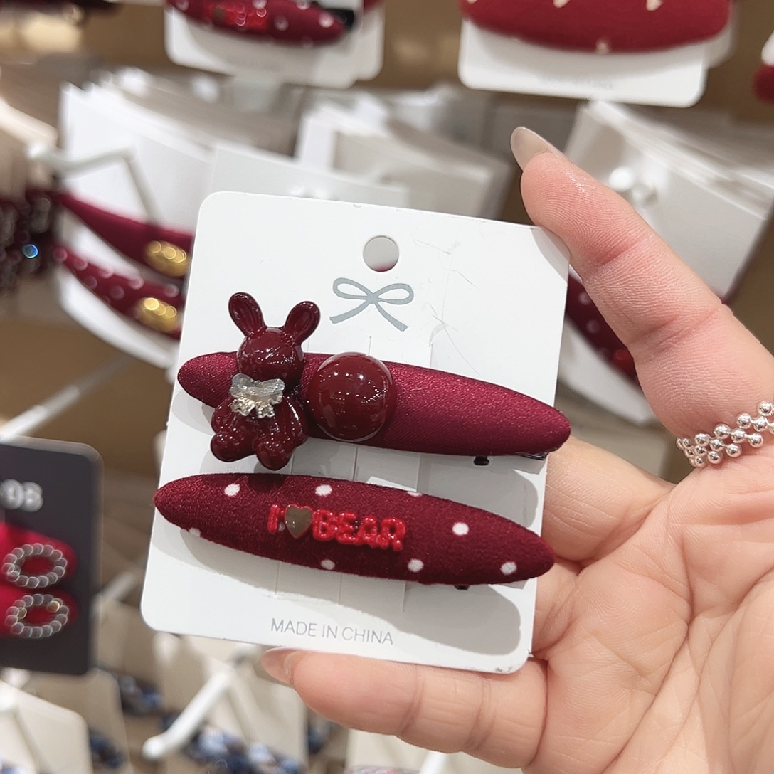 非金属红色小熊鸭夹