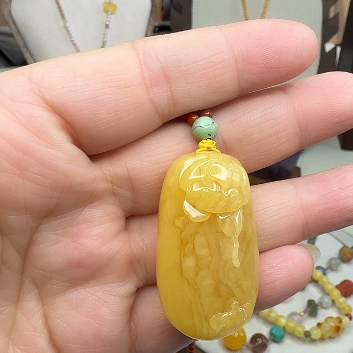 琥珀未镶嵌颈饰琥珀蜜蜡项链南红珍珠绿松