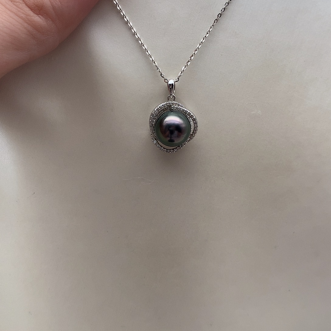 银S925镶嵌海水珍珠吊坠(赠链)10.9mm