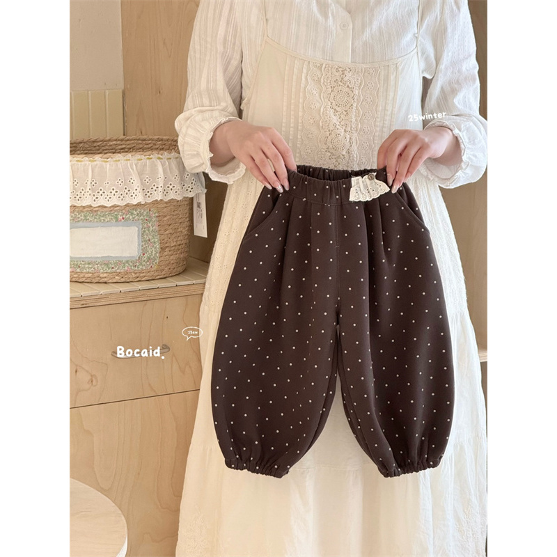 菠菜豆·25冬~波点加绒休闲裤K8567（童装汉服）