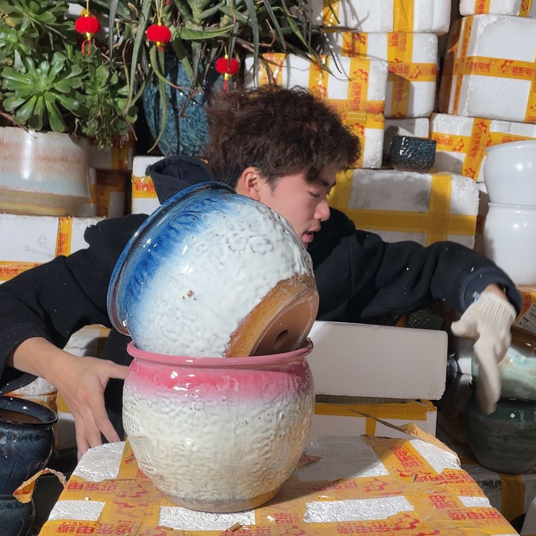 无铅玻璃宜兴紫砂花盆