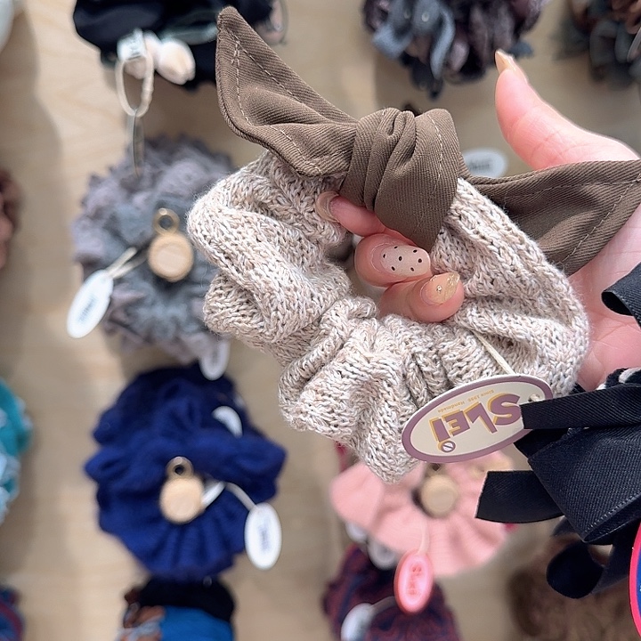 米色咖色蝴蝶结发圈15