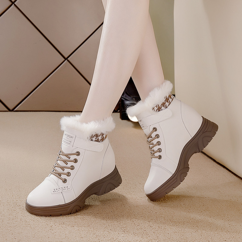 增高7厘米雪地靴女2025冬季加绒加厚休闲保暖短靴子毛毛鞋马丁靴