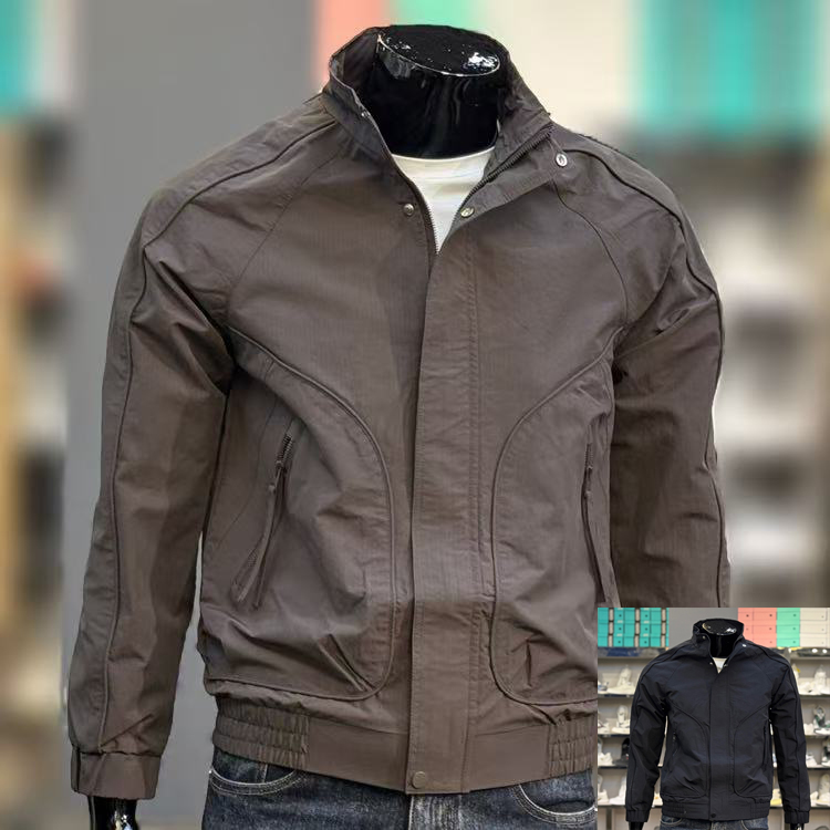 2025新小板型复古咖啡色潮牌外套休闲上衣男士港风日系工装夹克