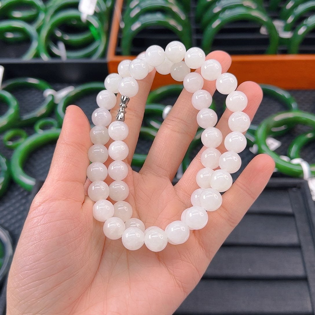 颈饰未镶嵌和田玉白玉妈妈链卡10