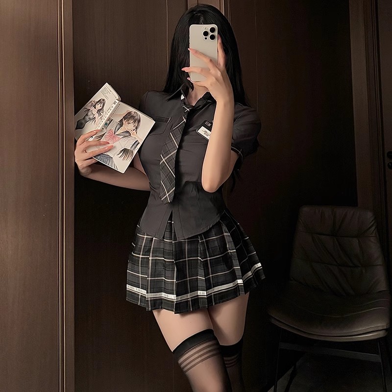性感cos校园jk学生套装纯欲大码高级感制服黑色学院风