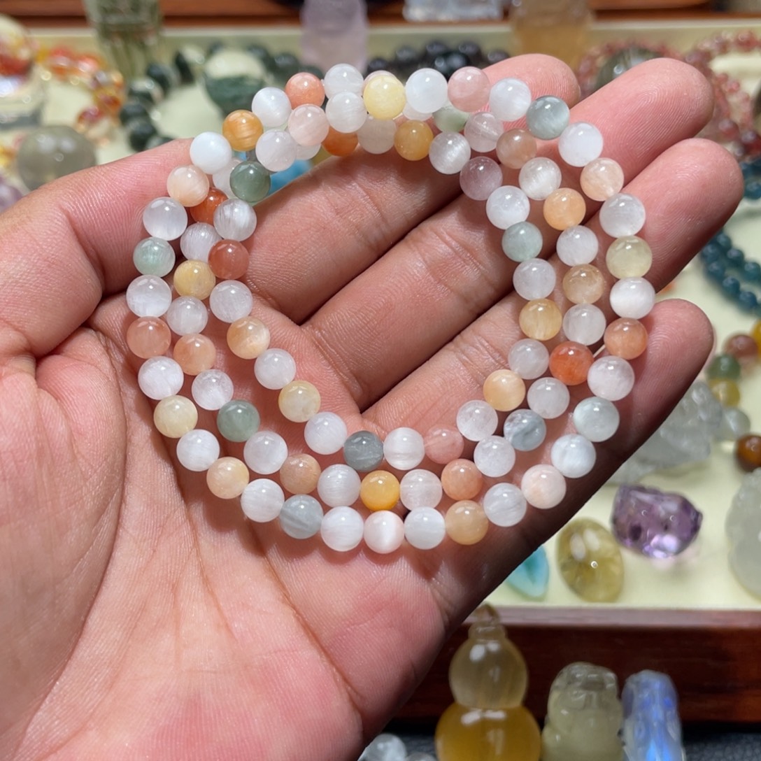 未镶嵌手链水晶彩兔毛