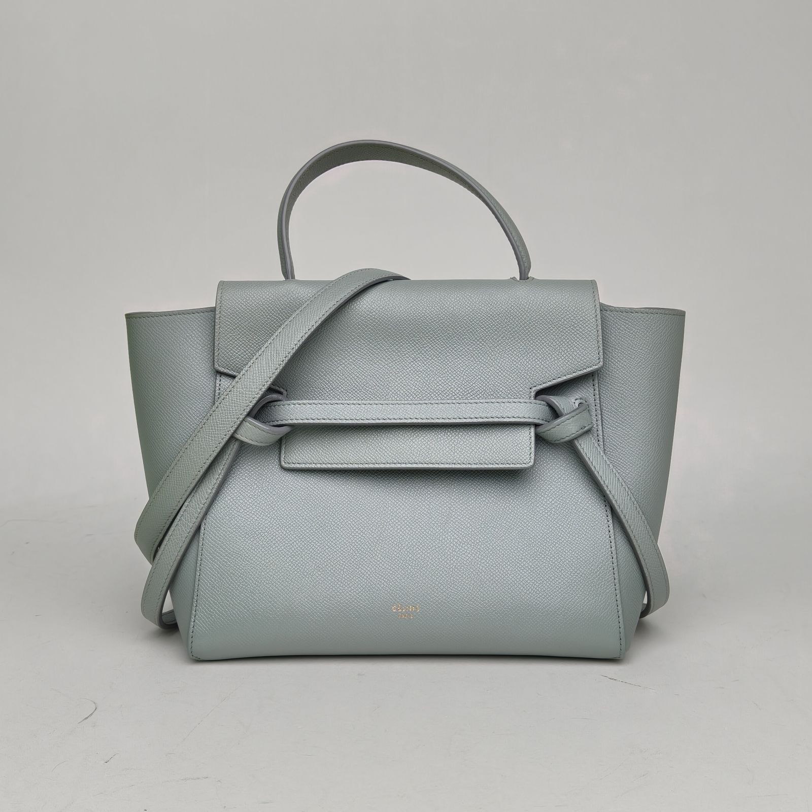 95新 Celine/思琳 【娇】鲶鱼包 Micro 24 雾霾蓝皮革C金扣314442