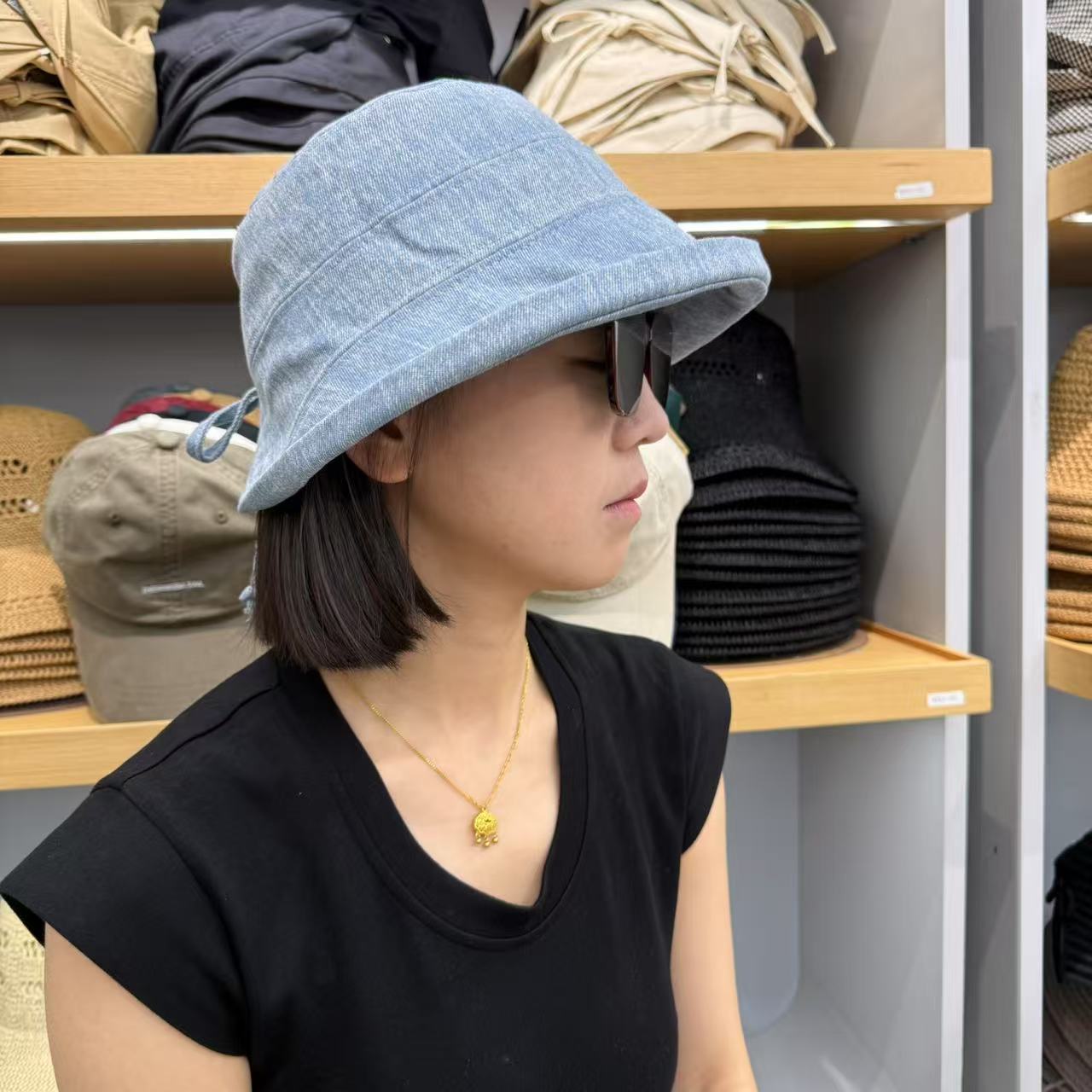 渔夫帽短檐韩版牛仔渔夫帽子夏季草帽帽子时尚百搭