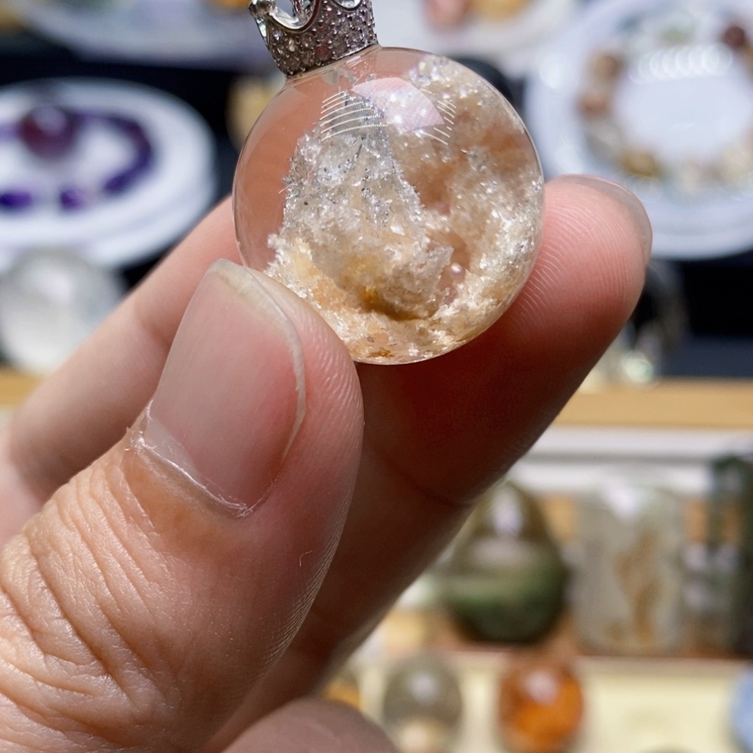 水晶颈饰银S925镶嵌璐圆球