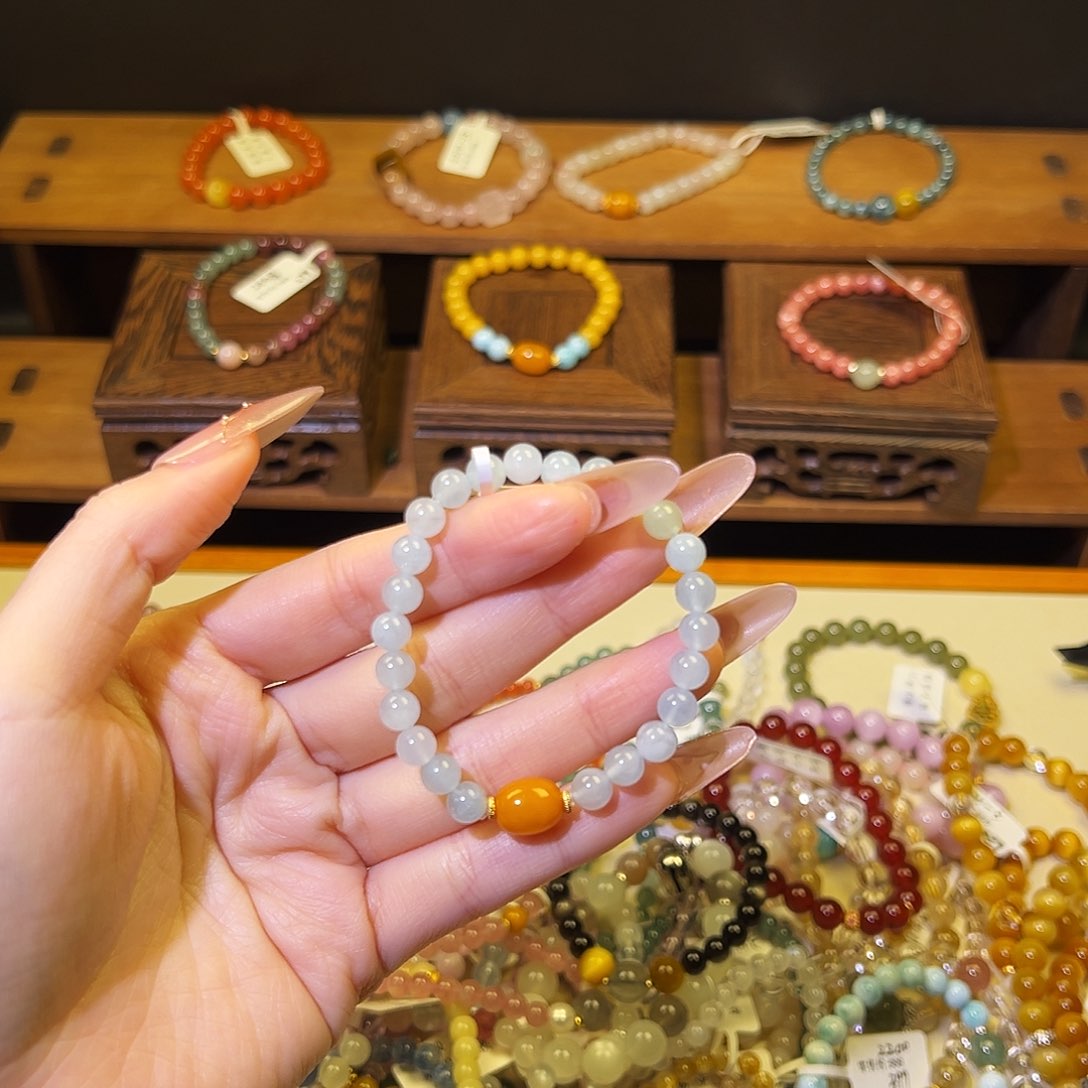 水晶手链银S925镶嵌海蓝262