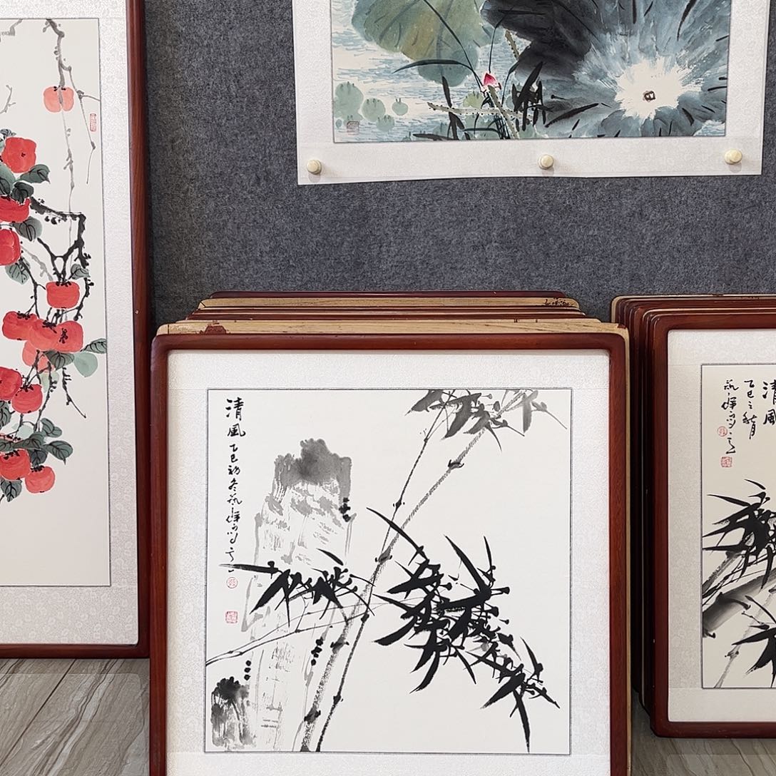 国画书画作品带框63×63