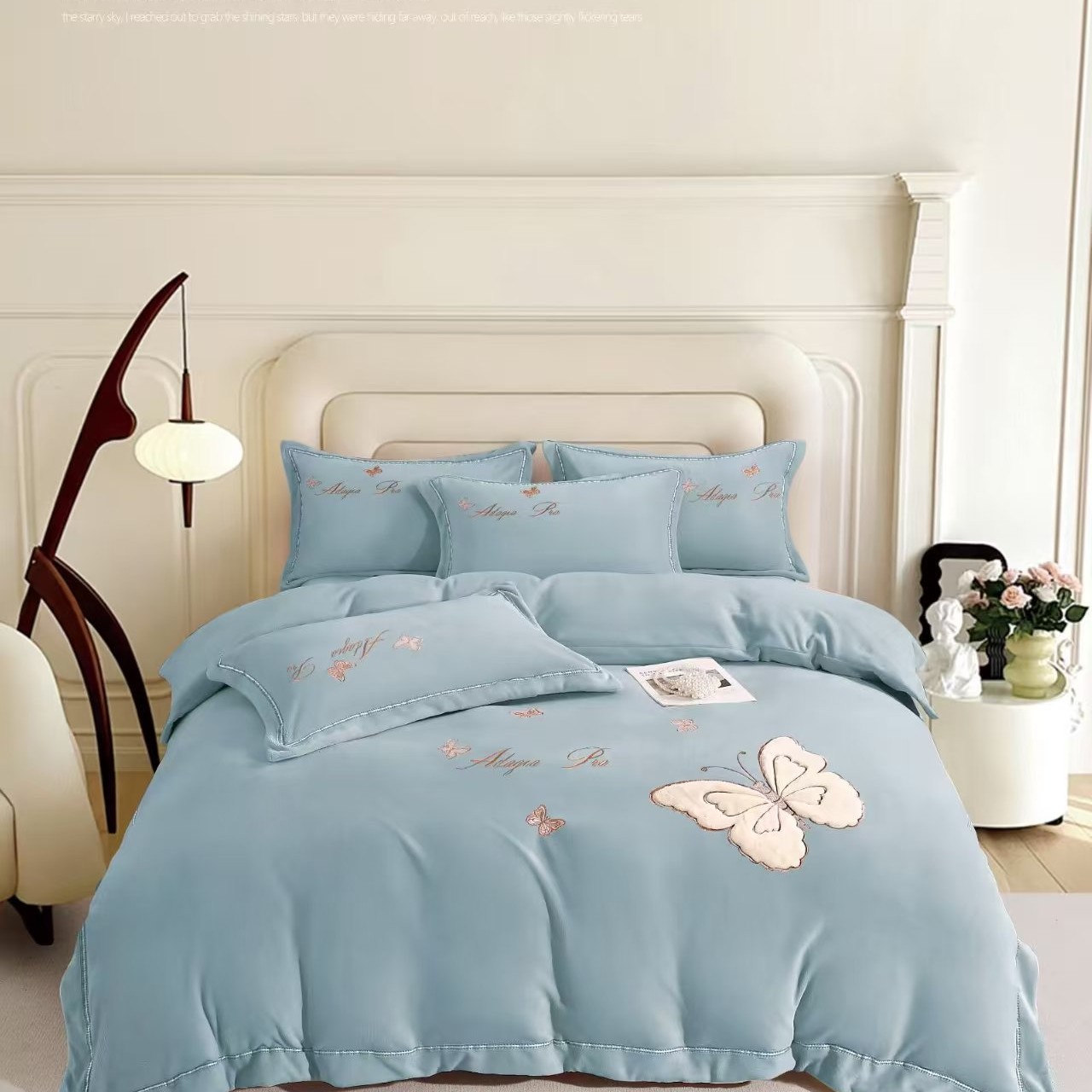 高端全消光牛奶绒棉绒绣花保暖四件套 超级丝滑柔软 冬天盖超保暖