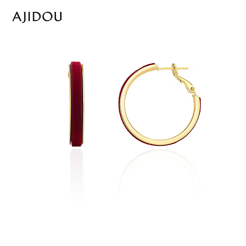 铜合金无非金属耳饰 AJIDOU阿吉豆耳钉女款红色新年圣诞氛围感大