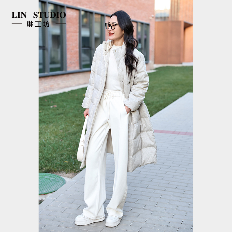 【粉丝许愿款】【羊驼绒+醋酸 加厚】琳工坊“晴沙”米白色弯刀裤唐琳