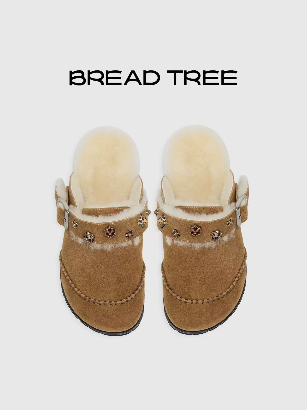 【景致】BREADTREE 哈妮克孜同款丨复古勃肯毛毛拖M37-25QM-1738