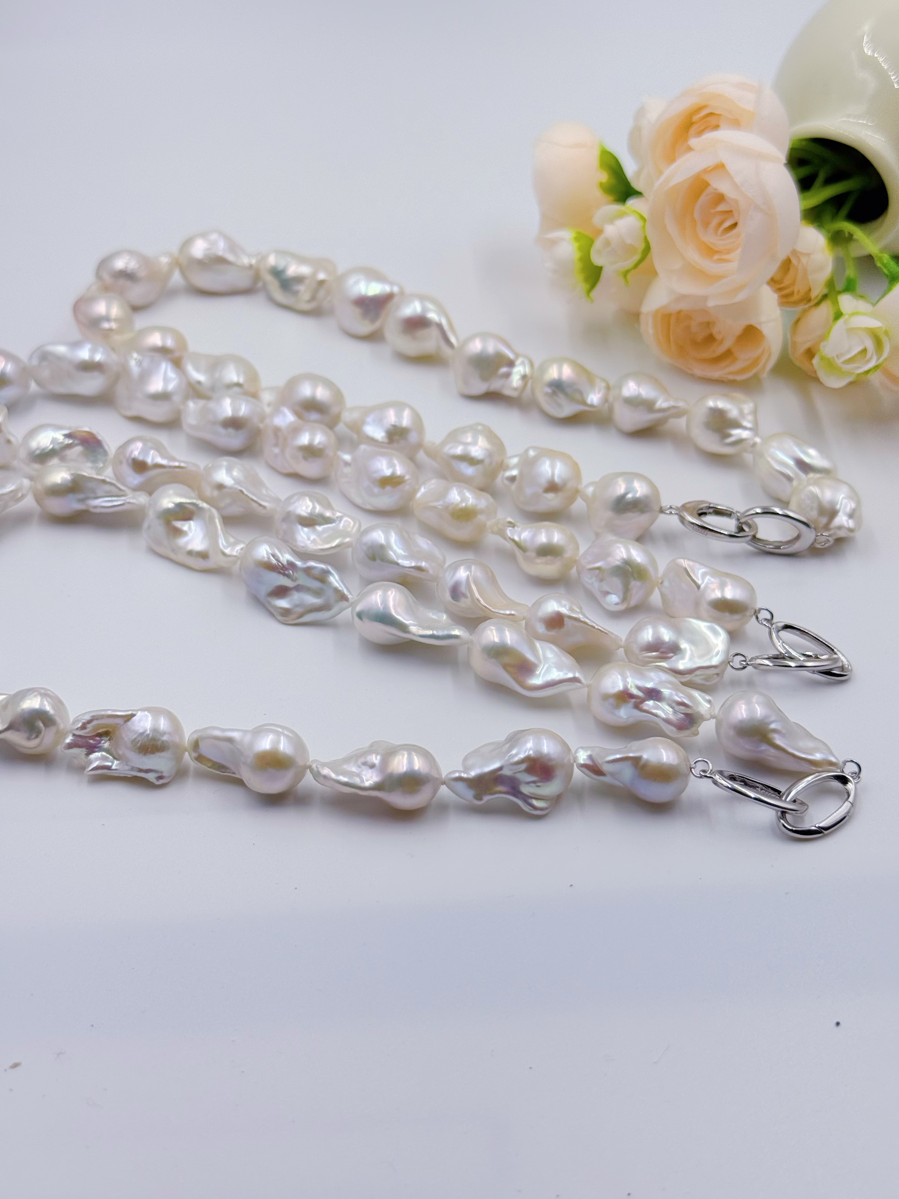 【晓艾珍珠】 淡水巴洛克项链 12-15mmS925银（多样性发一）E109