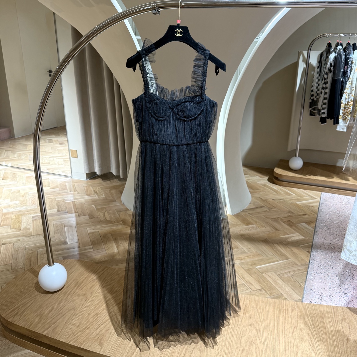 99新 DIOR/迪奥 22A 高定系列 黑色长款纱裙Fr36 专柜76000 