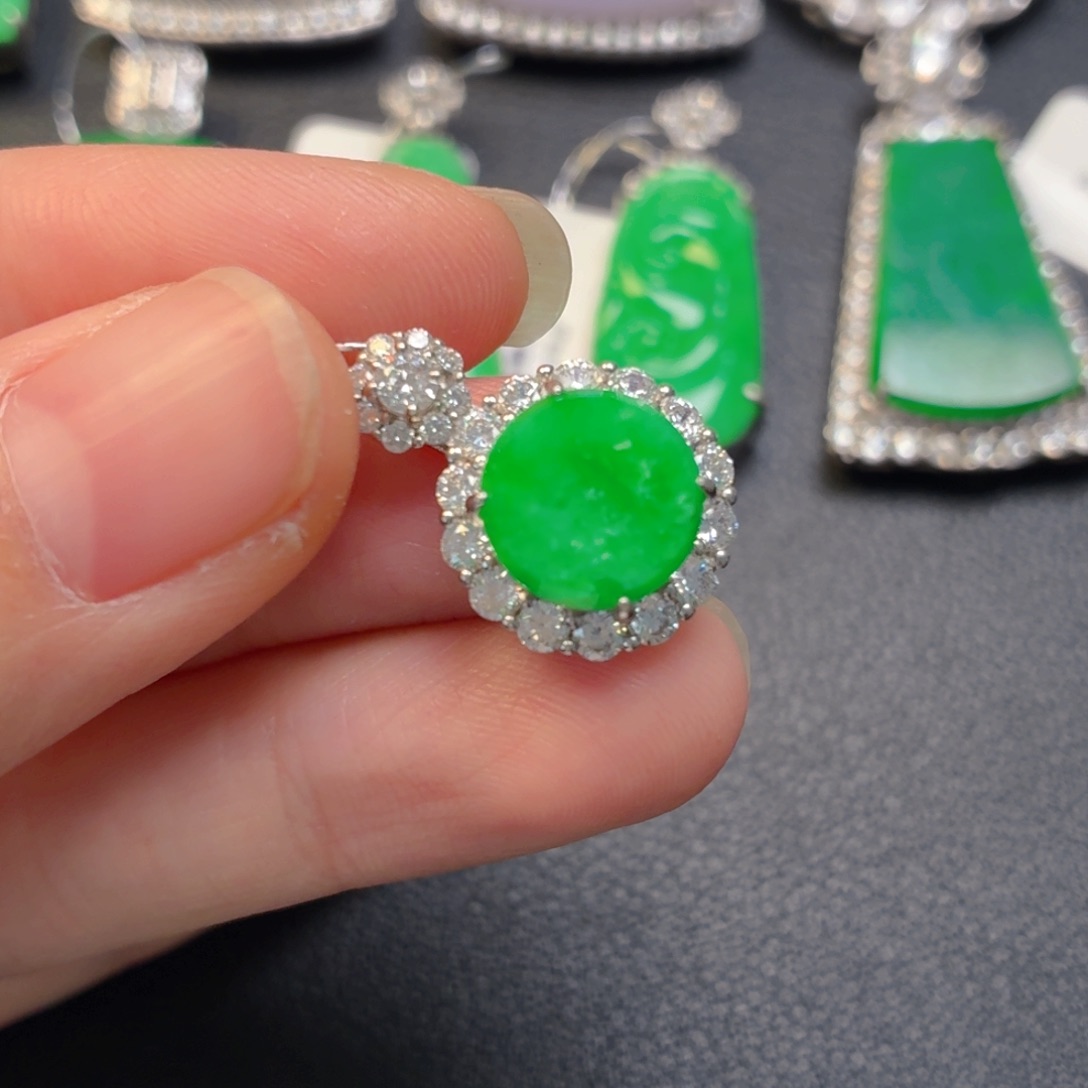 翡翠银S925镶嵌吊坠(不含链)