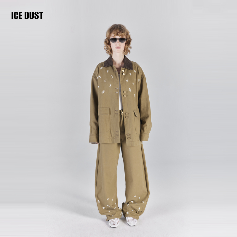 ICEDUST 春夏系列彩色花卉刺绣设计时尚休闲工装外套女士
