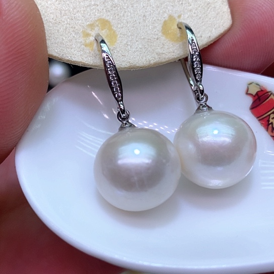 淡水珍珠耳饰银S925镶嵌
