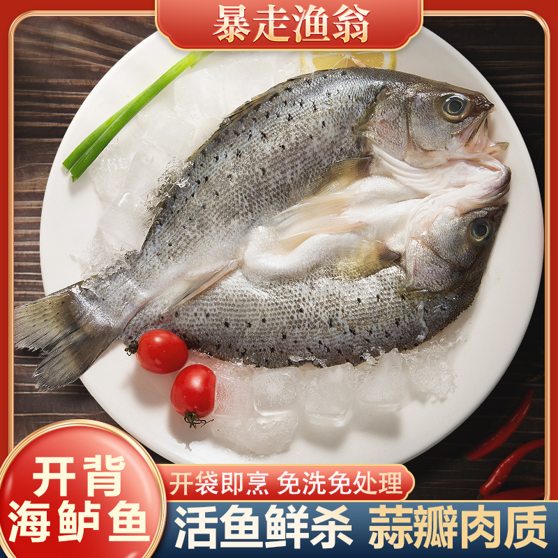 顺丰发货 活鱼现杀 开背鲈鱼 速冻锁鲜 400-500g/条/5条