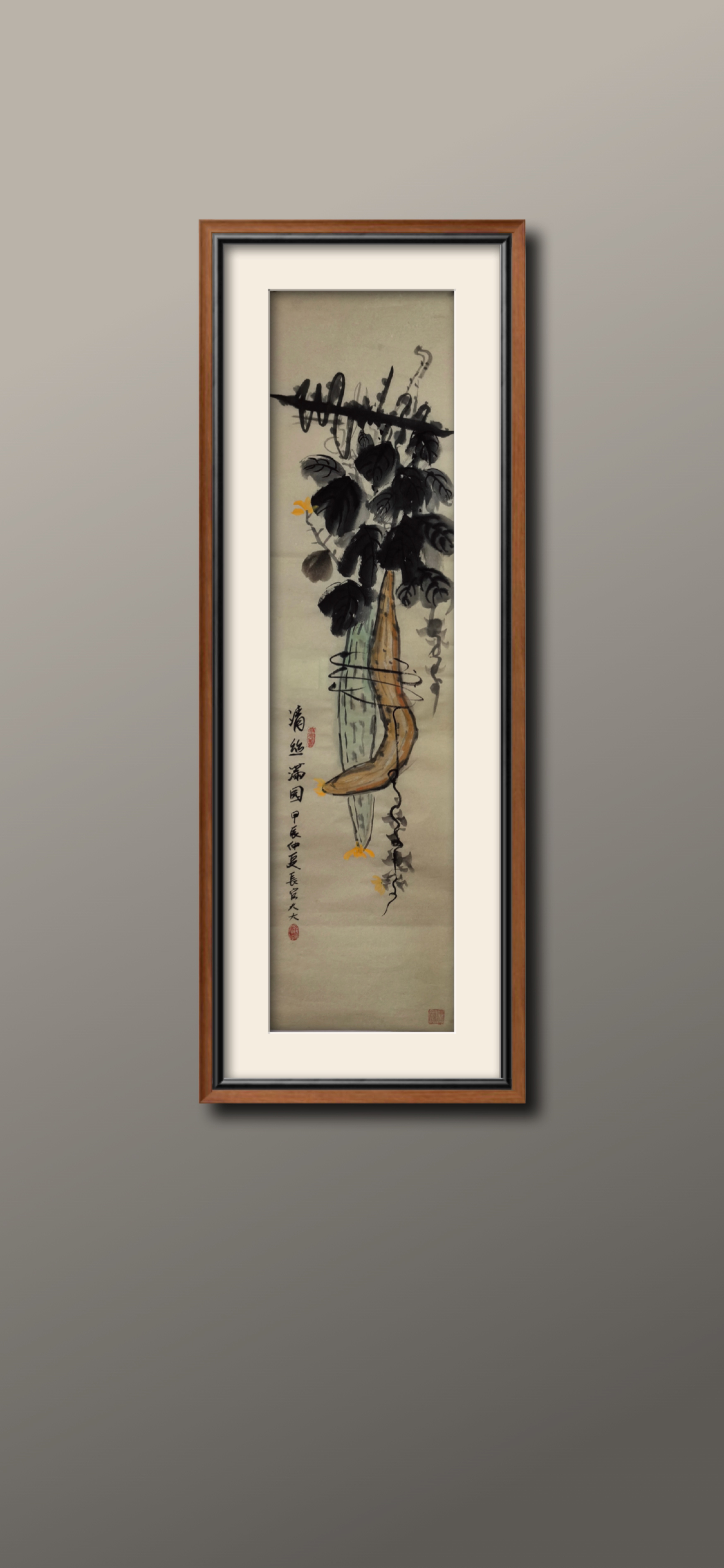 长官大大手工绘画四尺对开条屏