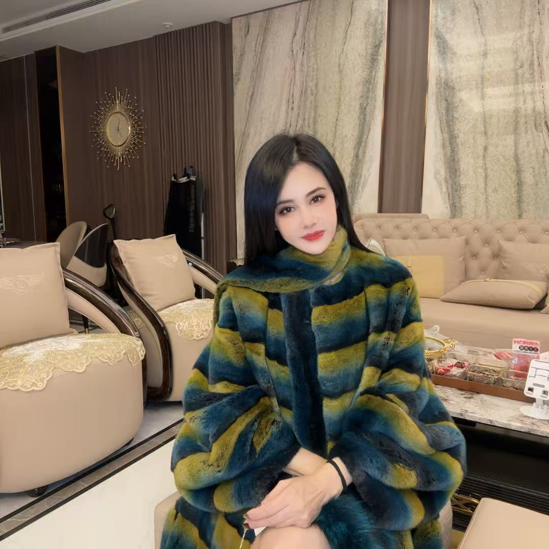 9032水貂冬季女士新款高端时尚皮草大衣AMF-衣长125cm