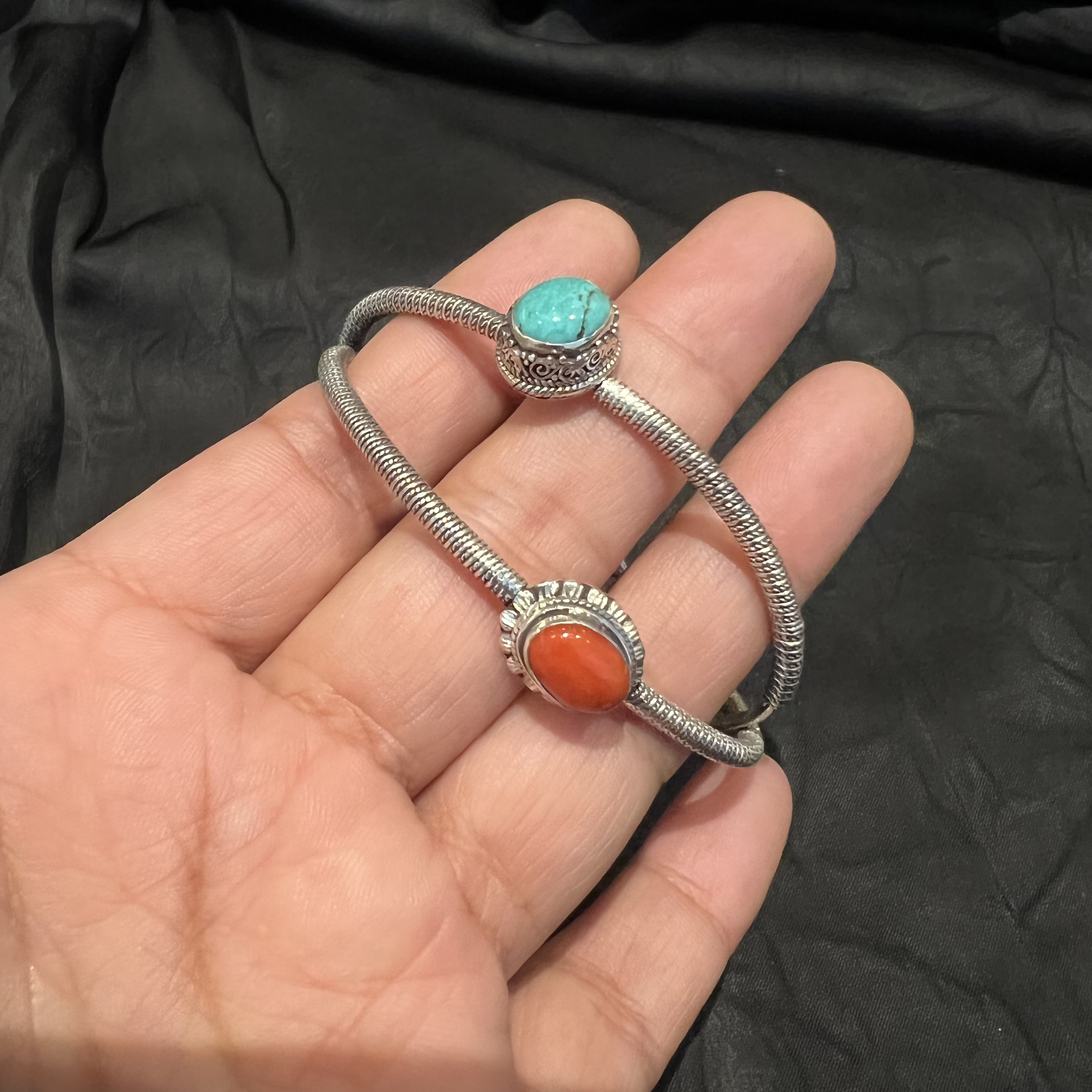 925银手链 尼泊尔手工藏式百搭纯银松松手镯