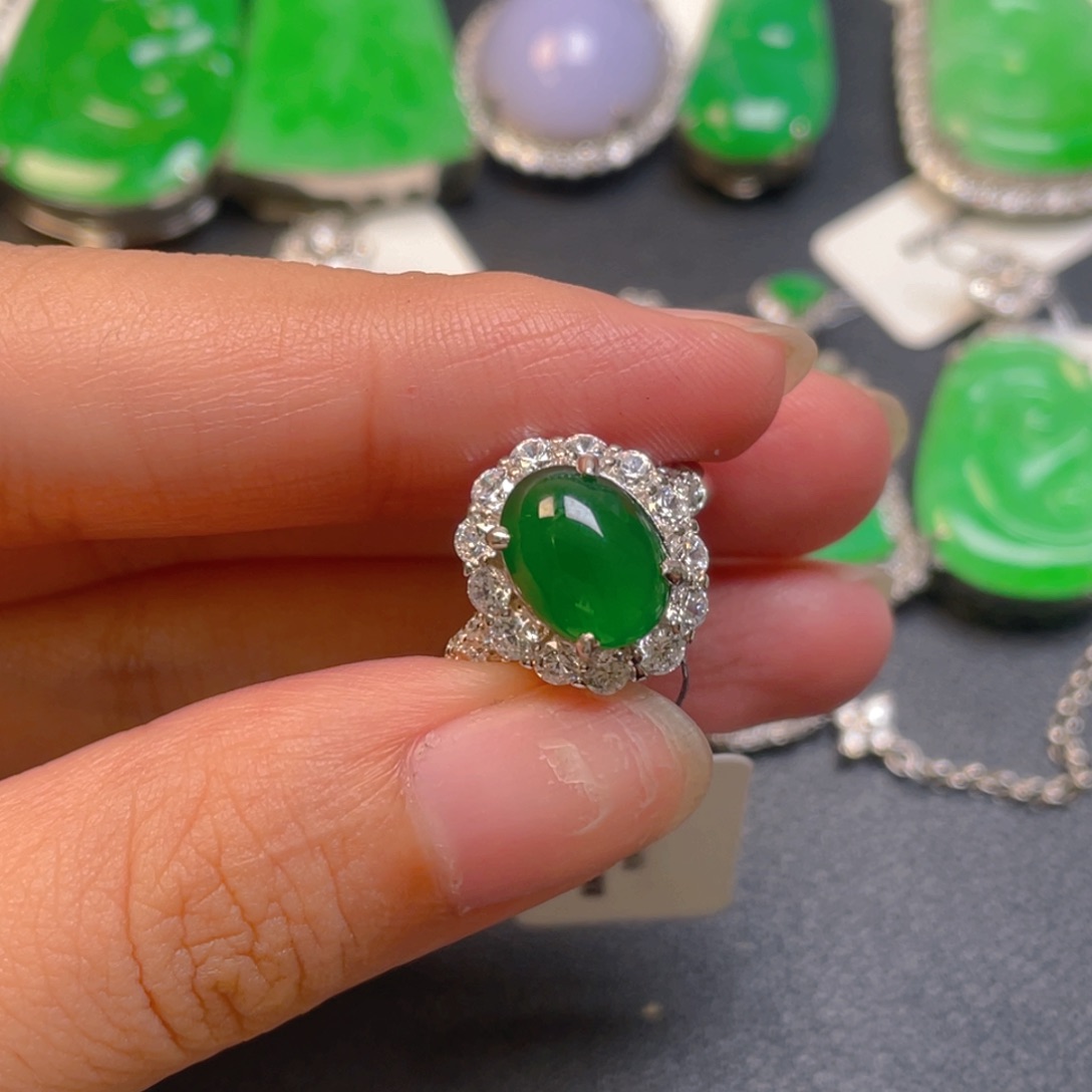 翡翠银S925镶嵌吊坠(不含链)