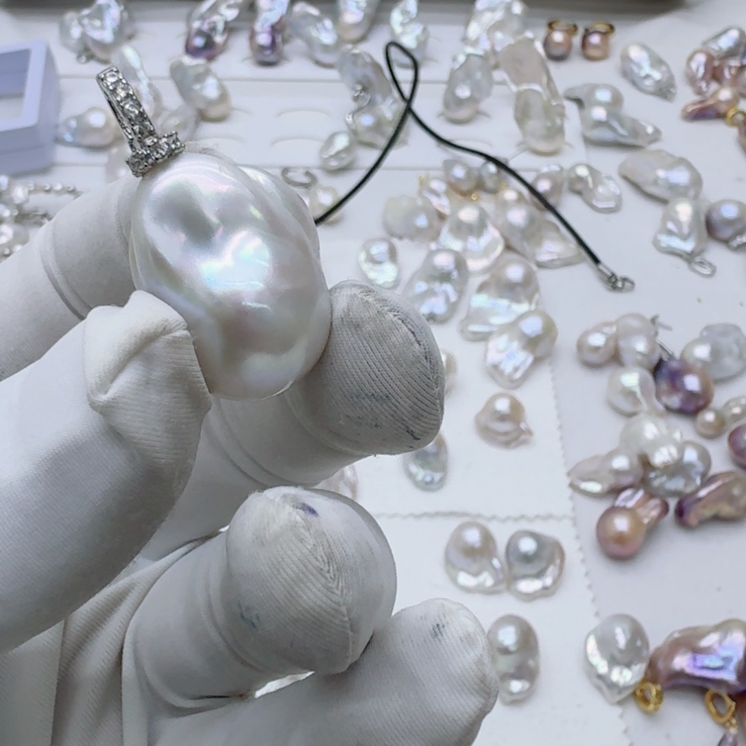 淡水珍珠胸饰银S925镶嵌