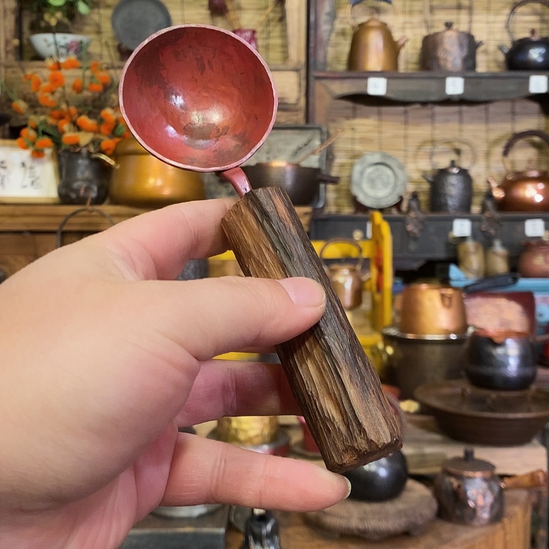 今择物语 紫铜实木把手勺