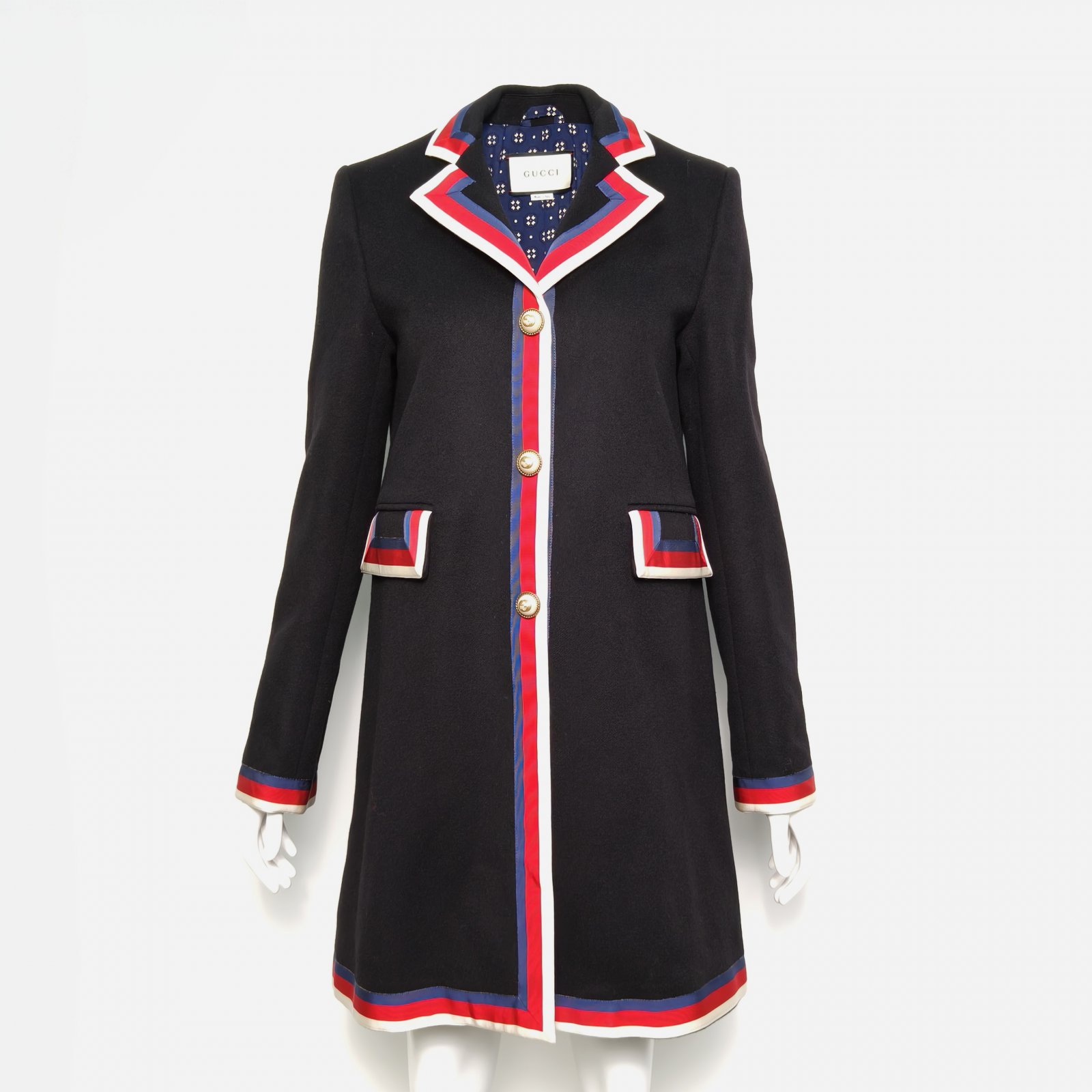 99新 GUCCI/古驰 【lu】 珍珠扣 中长款大衣 40 P245520191