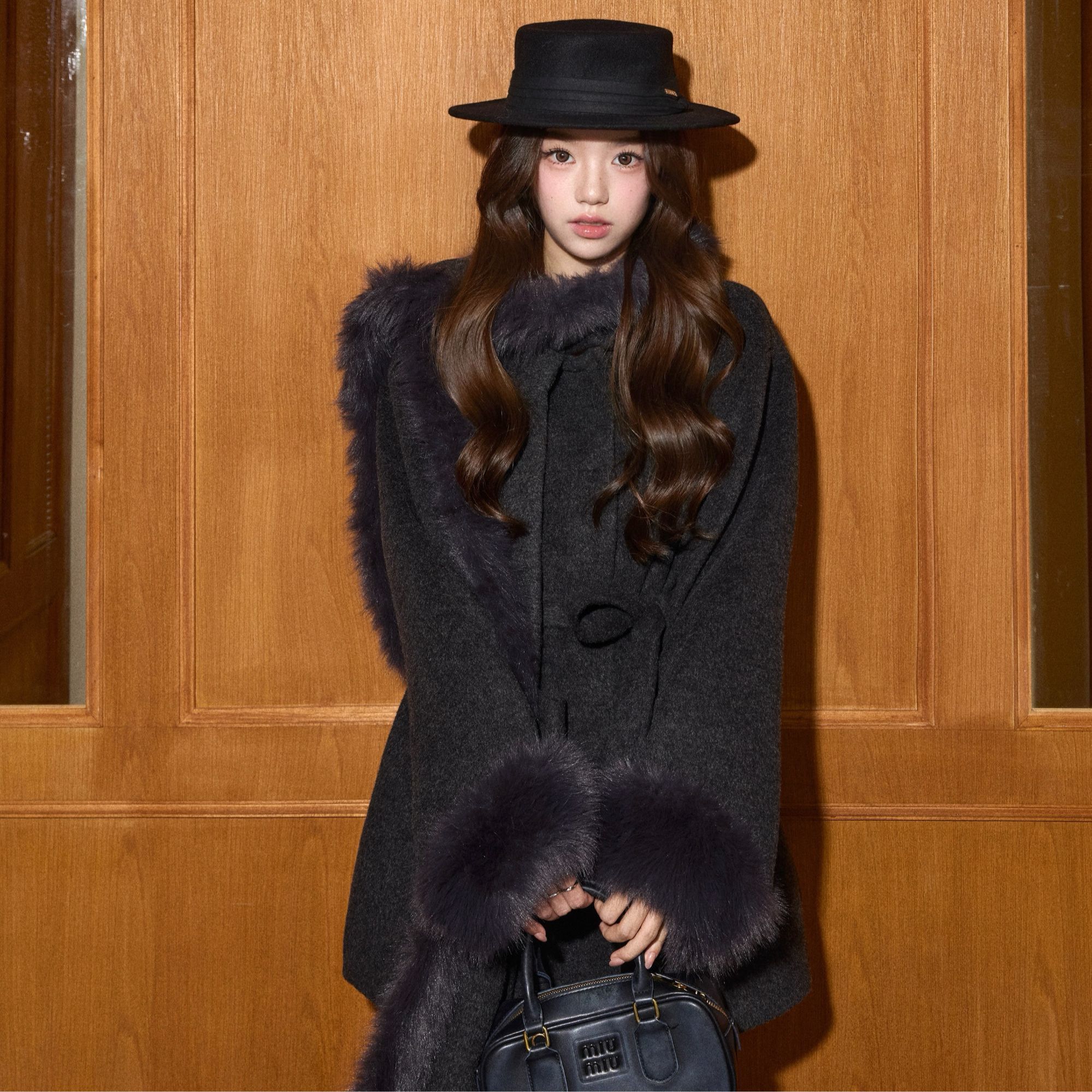 两只水仙 见习魔女 千金风高级感羊毛毛呢外套气质毛领毛呢大衣