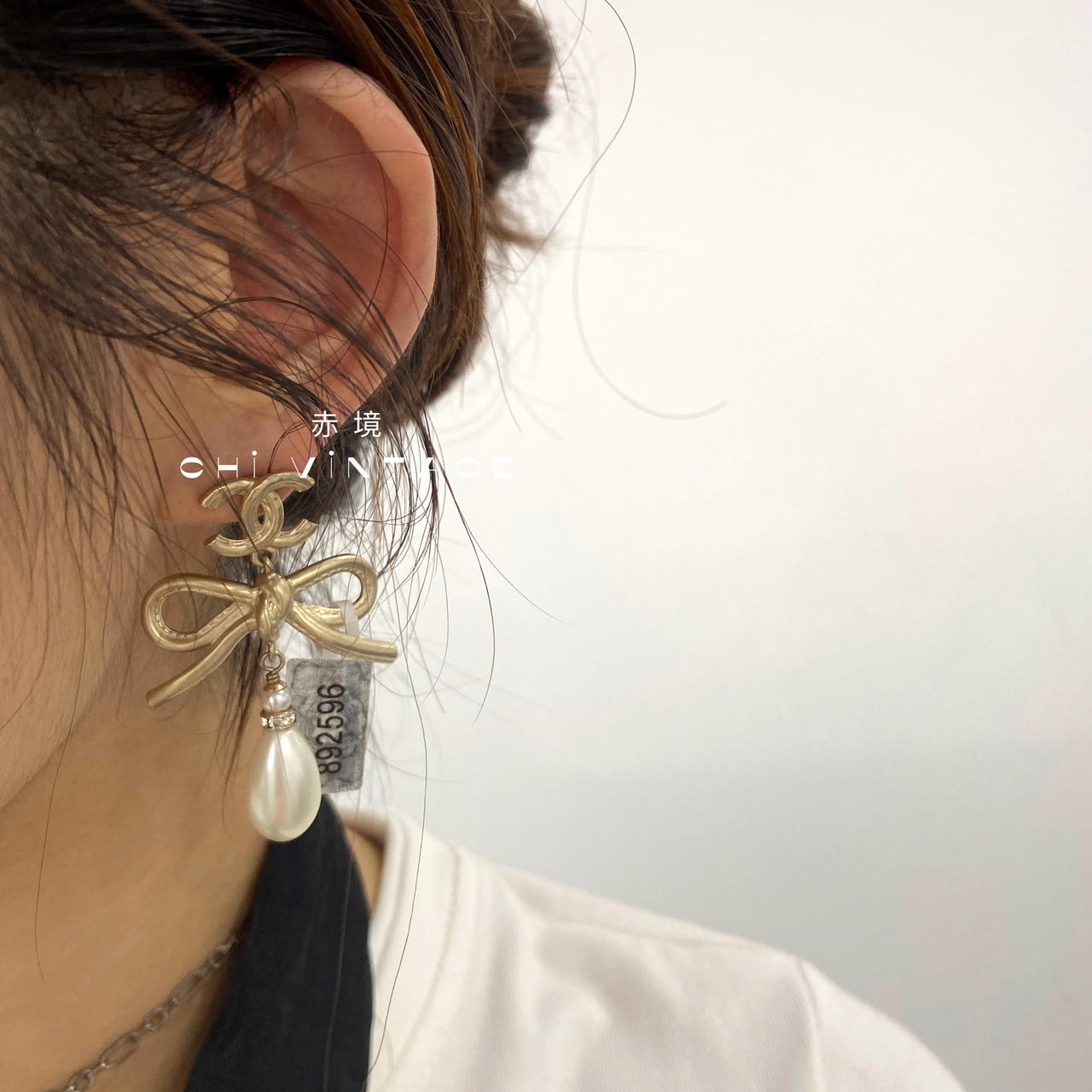 8847 CHANEL经典双C珍珠水钻耳坠耳环 耳环/耳钉/耳夹