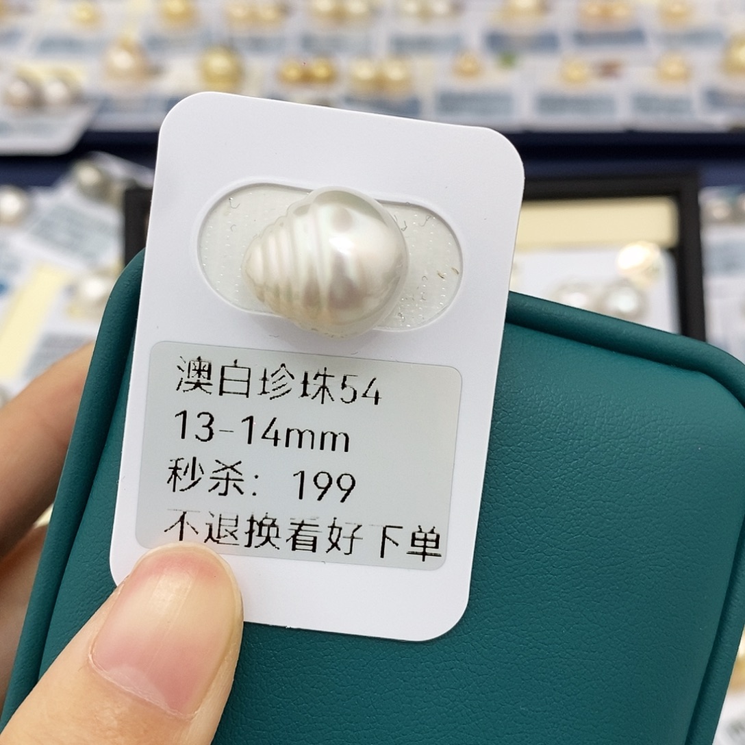 未镶嵌耳饰海水珍珠13-14mm澳白（无鉴赏）