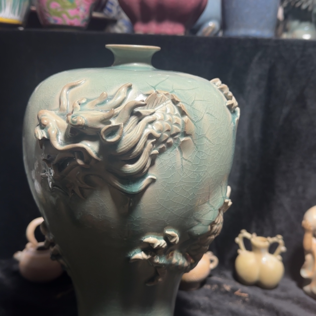 瓷器汝窑穿云龙瓶nky