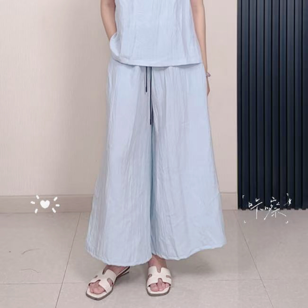 【夏日甜心】天丝亚麻韩系时尚极简夏季宽松休闲阔腿裤5502