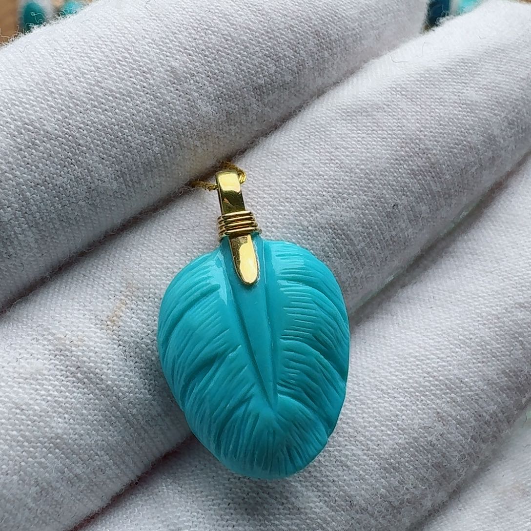 绿松石18K金镶嵌吊坠(不含链)