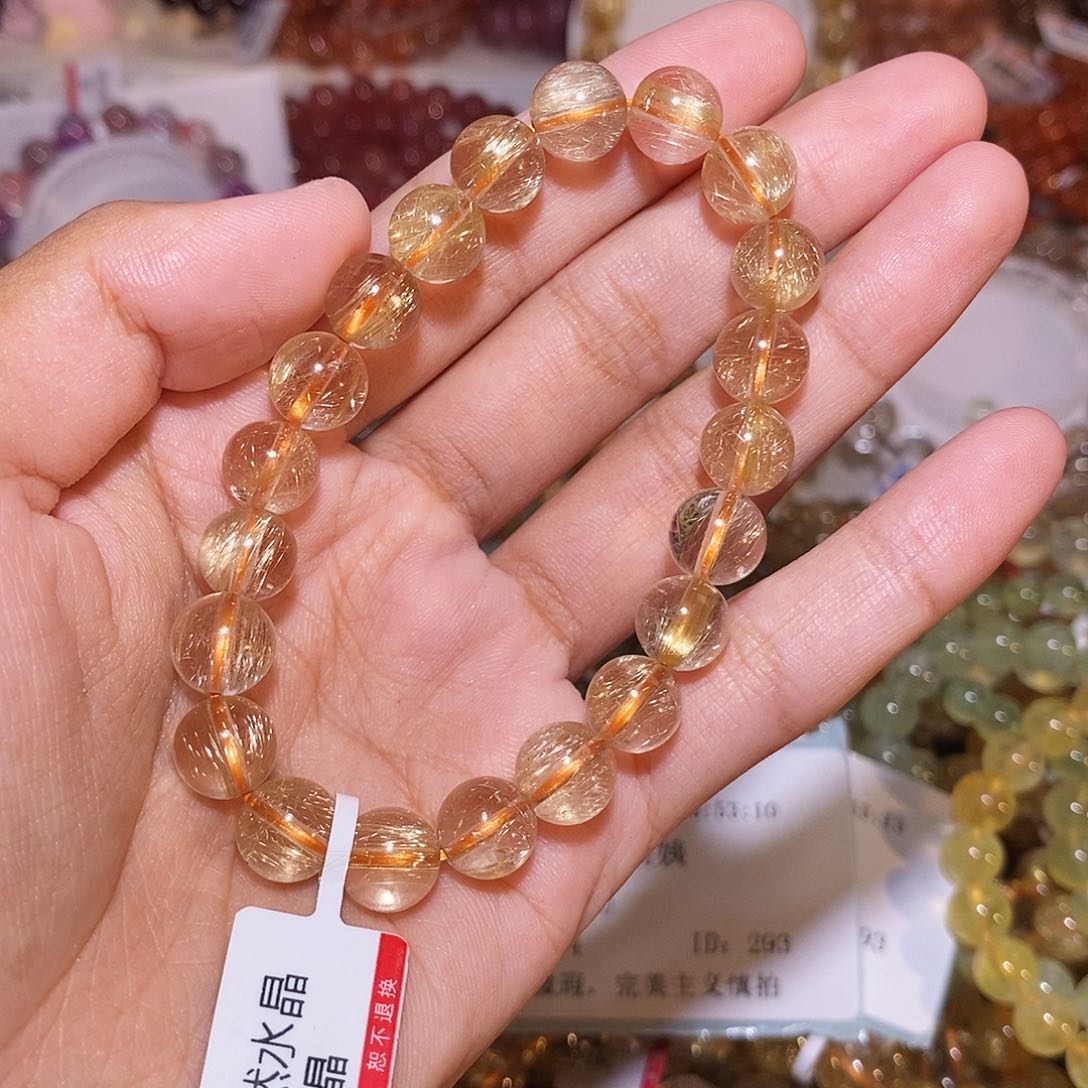 G***姨发晶手串未镶嵌维纳斯金发9mm